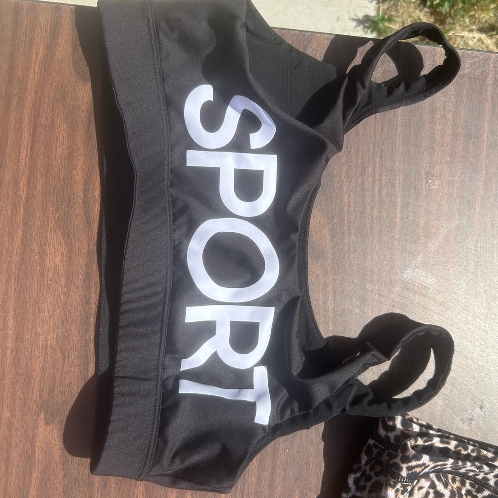 Victoria's Secret Black SPORTS Logo Bikini Top